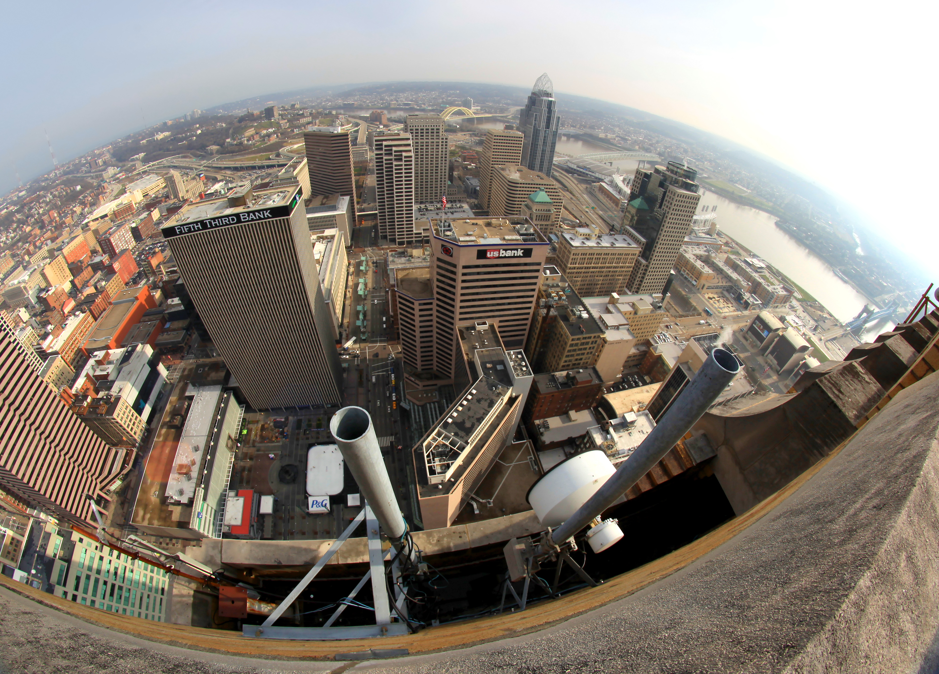 CINCINNATI, OH -  DECEMBER 18 2012: Aerial view of Cincinnati, D